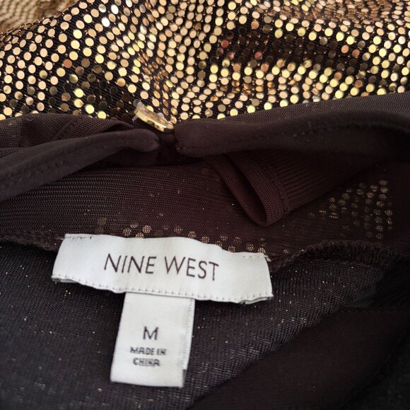 BLACK CHIFFON & SPARKLY GOLD EVENING TOP. NWOT. SIZE M. FREE SHIPPING! - Picture 5 of 6